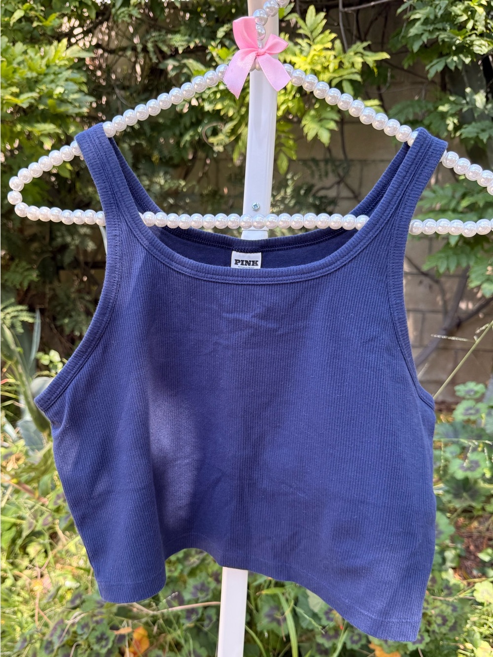 PINK Victoria's Secret Navy Ribbed Cropped Tank